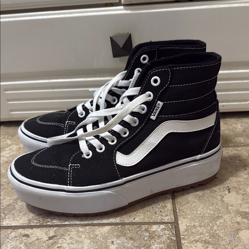 Vans Black and White High-Top Sneakers